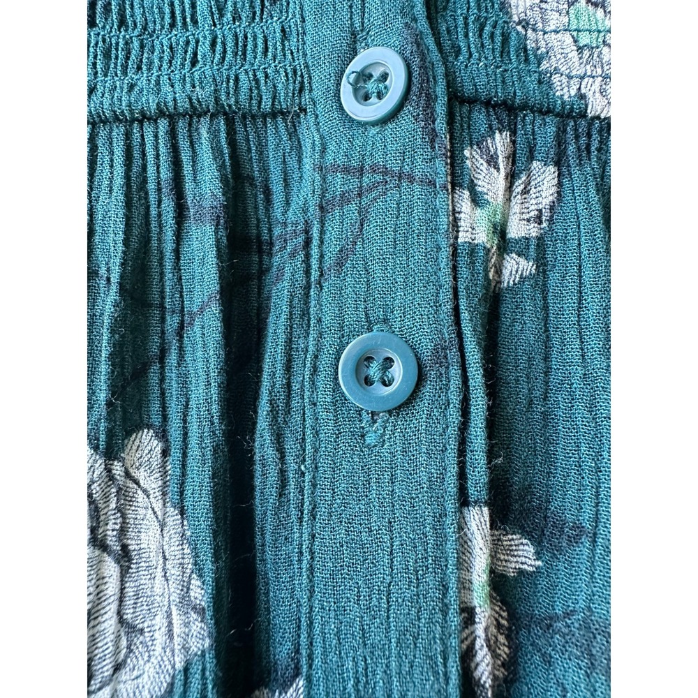 Torrid Babydoll Tunic Teal Floral Smocked Boho Cottagecore Casual Size 1 Casual - Picture 13 of 16